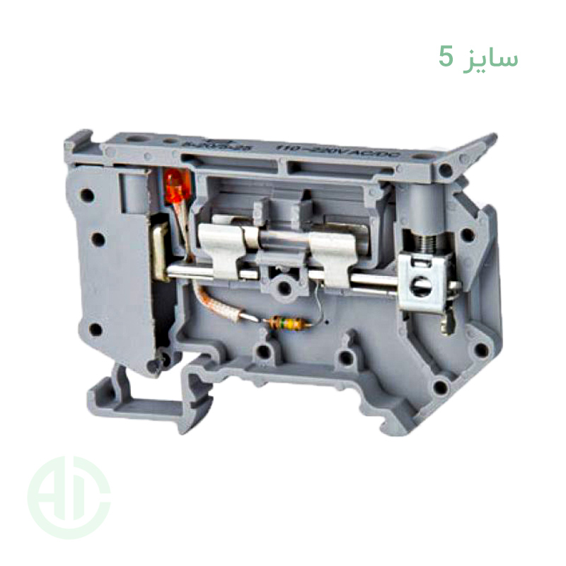 ترمینال ریلی سری پیچی فیوزی چراغدار سایز 5 کد RFT5-LD