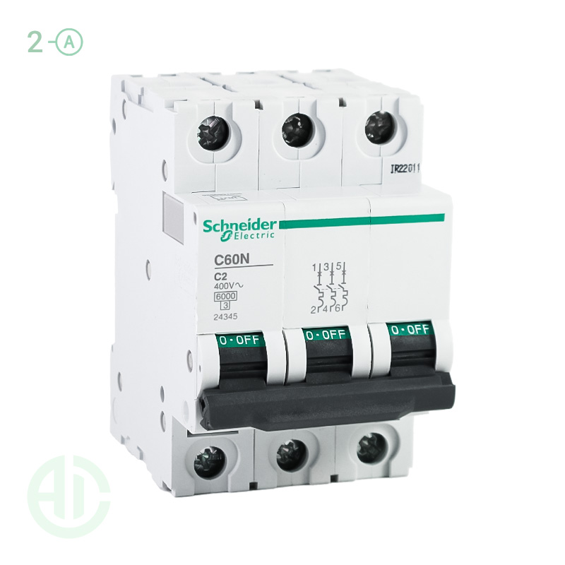 کلید فیوز مینیاتوری MCB اشنایدر تیپ سی 3 پل 2 آمپر 24345 C