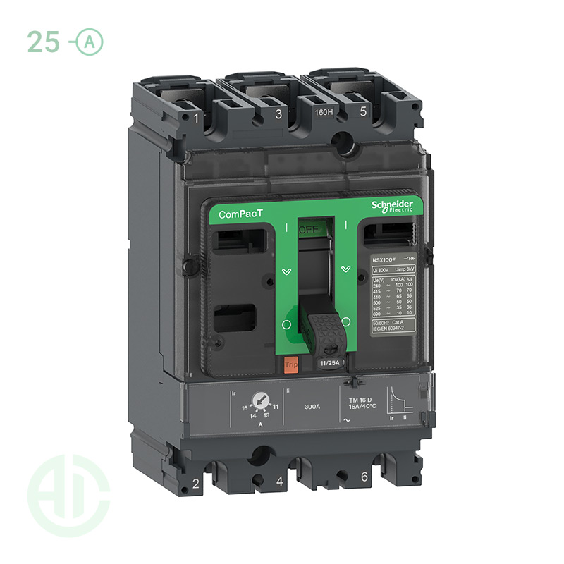 کلید اتوماتیک کامپکت MCCB اشنایدر سری ان اس ایکس 3 پل 25 آمپر NSX C10F3TM025