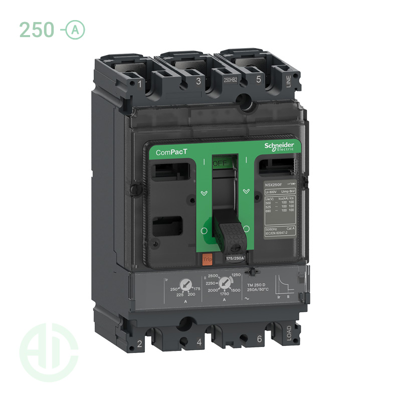 کلید اتوماتیک کامپکت MCCB اشنایدر سری ان اس ایکس 3 پل 250  آمپر NSX C25F3TM250