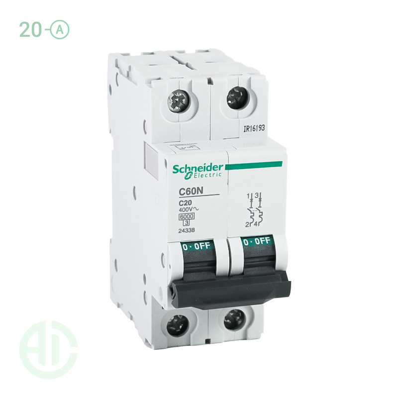 کلید فیوز مینیاتوری MCB اشنایدر تیپ سی 2 پل 20 آمپر 24338 C