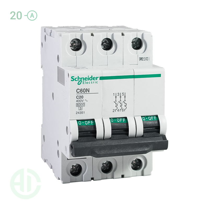 کلید فیوز مینیاتوری MCB اشنایدر تیپ سی 3 پل 20 آمپر 24351 C