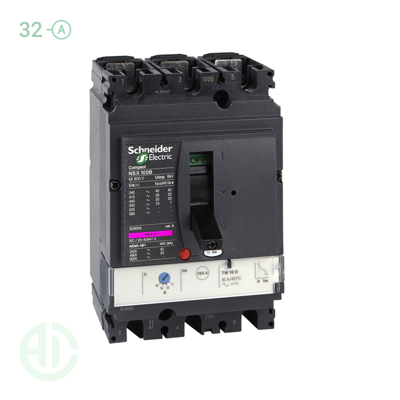 کلید اتوماتیک کامپکت MCCB اشنایدر سری ان اس ایکس 3 پل 32 آمپر NSX LV429675