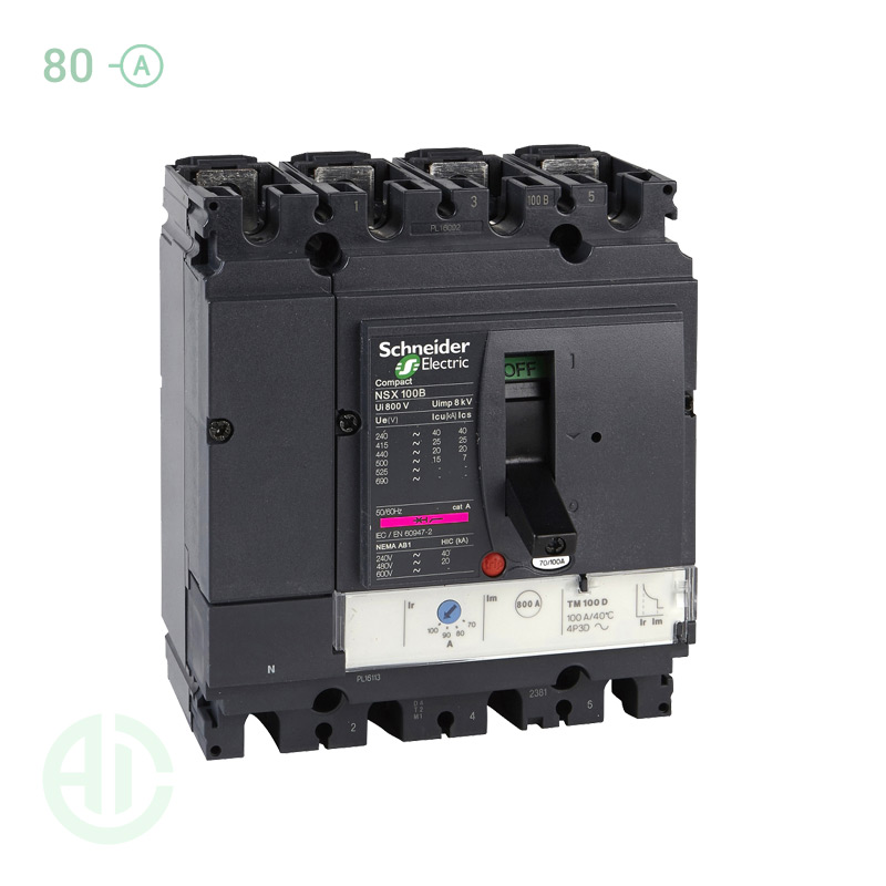 کلید اتوماتیک کامپکت MCCB اشنایدر سری ان اس ایکس 4 پل 80 آمپر NSX LV429681