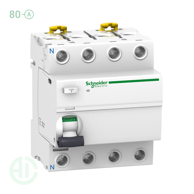 محافظ جان RCCB اشنایدر 4 پل 80 آمپر 30 میلی آمپر A9R11480